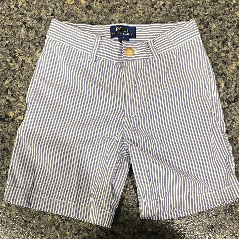 Polo by Ralph Lauren Blue and White Striped Kids Shorts